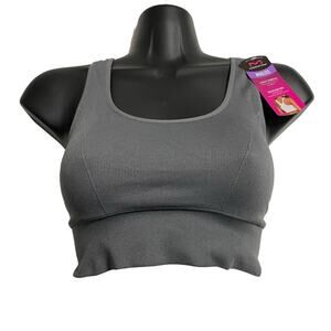 Maidenform Womens Size Small Gray Pure Comfort Feel Good Crop Tank Bra DM2304